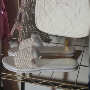 Shoes. Juicy Couture. Size 8/9. White Pearls and Rhinestones. NWOT. NEVER Worn